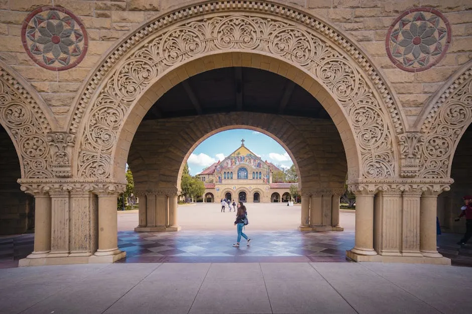 View of the Buildings on the Stanford University Campus, California, USA 