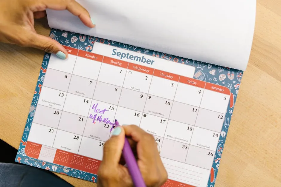 Person Marking His Calendar